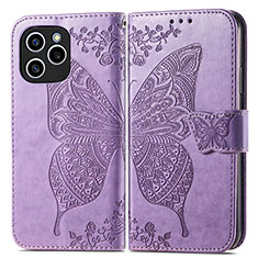 Funda de Cuero Cartera con Soporte Mariposa Carcasa para Huawei Honor 60 SE 5G Purpura Claro