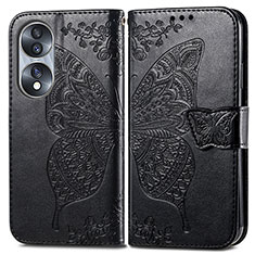 Funda de Cuero Cartera con Soporte Mariposa Carcasa para Huawei Honor 70 5G Negro