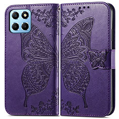 Funda de Cuero Cartera con Soporte Mariposa Carcasa para Huawei Honor 70 Lite 5G Morado