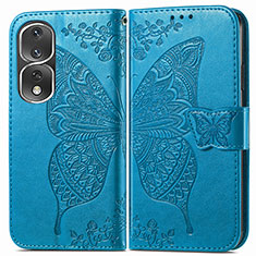 Funda de Cuero Cartera con Soporte Mariposa Carcasa para Huawei Honor 80 Pro 5G Azul