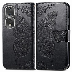 Funda de Cuero Cartera con Soporte Mariposa Carcasa para Huawei Honor 80 Pro 5G Negro