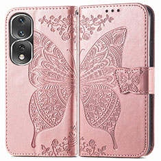 Funda de Cuero Cartera con Soporte Mariposa Carcasa para Huawei Honor 80 Pro 5G Oro Rosa