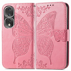 Funda de Cuero Cartera con Soporte Mariposa Carcasa para Huawei Honor 80 Pro Flat 5G Rosa Roja