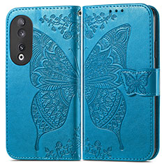 Funda de Cuero Cartera con Soporte Mariposa Carcasa para Huawei Honor 90 5G Azul