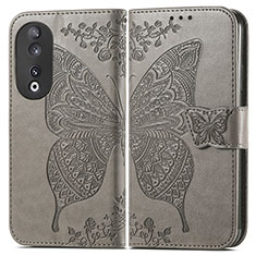 Funda de Cuero Cartera con Soporte Mariposa Carcasa para Huawei Honor 90 5G Gris