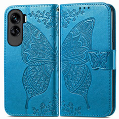 Funda de Cuero Cartera con Soporte Mariposa Carcasa para Huawei Honor 90 Lite 5G Azul