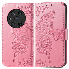 Funda de Cuero Cartera con Soporte Mariposa Carcasa para Huawei Honor Magic3 5G Rosa Roja