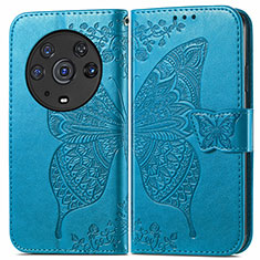 Funda de Cuero Cartera con Soporte Mariposa Carcasa para Huawei Honor Magic3 Pro 5G Azul