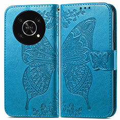 Funda de Cuero Cartera con Soporte Mariposa Carcasa para Huawei Honor Magic4 Lite 5G Azul