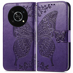 Funda de Cuero Cartera con Soporte Mariposa Carcasa para Huawei Honor Magic4 Lite 5G Morado