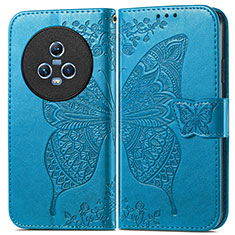 Funda de Cuero Cartera con Soporte Mariposa Carcasa para Huawei Honor Magic5 5G Azul