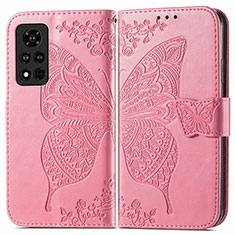 Funda de Cuero Cartera con Soporte Mariposa Carcasa para Huawei Honor V40 5G Rosa Roja