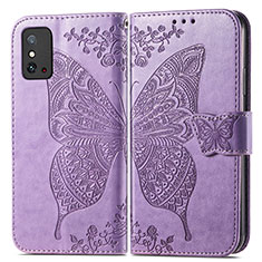 Funda de Cuero Cartera con Soporte Mariposa Carcasa para Huawei Honor X10 Max 5G Purpura Claro