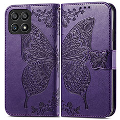 Funda de Cuero Cartera con Soporte Mariposa Carcasa para Huawei Honor X30i Morado