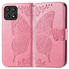 Funda de Cuero Cartera con Soporte Mariposa Carcasa para Huawei Honor X30i Rosa Roja