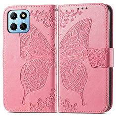 Funda de Cuero Cartera con Soporte Mariposa Carcasa para Huawei Honor X6 5G Rosa Roja