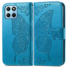 Funda de Cuero Cartera con Soporte Mariposa Carcasa para Huawei Honor X6 Azul