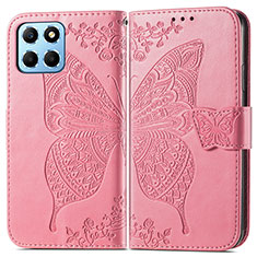 Funda de Cuero Cartera con Soporte Mariposa Carcasa para Huawei Honor X6 Rosa Roja