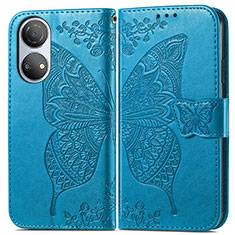 Funda de Cuero Cartera con Soporte Mariposa Carcasa para Huawei Honor X7 Azul