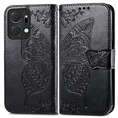 Funda de Cuero Cartera con Soporte Mariposa Carcasa para Huawei Honor X7a Negro