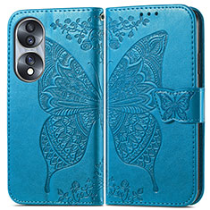 Funda de Cuero Cartera con Soporte Mariposa Carcasa para Huawei Honor X7b Azul