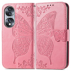 Funda de Cuero Cartera con Soporte Mariposa Carcasa para Huawei Honor X7b Rosa Roja