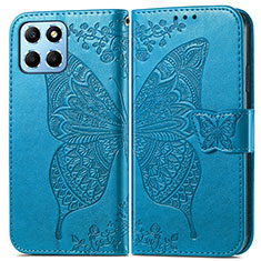 Funda de Cuero Cartera con Soporte Mariposa Carcasa para Huawei Honor X8 5G Azul