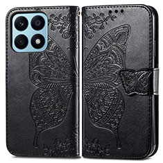 Funda de Cuero Cartera con Soporte Mariposa Carcasa para Huawei Honor X8a 4G Negro