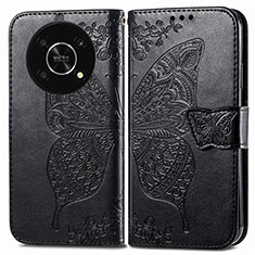 Funda de Cuero Cartera con Soporte Mariposa Carcasa para Huawei Honor X9 5G Negro