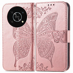 Funda de Cuero Cartera con Soporte Mariposa Carcasa para Huawei Honor X9 5G Oro Rosa