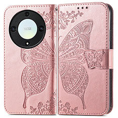 Funda de Cuero Cartera con Soporte Mariposa Carcasa para Huawei Honor X9a 5G Oro Rosa