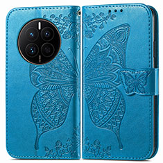 Funda de Cuero Cartera con Soporte Mariposa Carcasa para Huawei Mate 50 Azul