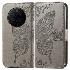 Funda de Cuero Cartera con Soporte Mariposa Carcasa para Huawei Mate 50 Gris