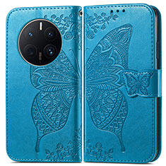 Funda de Cuero Cartera con Soporte Mariposa Carcasa para Huawei Mate 50 Pro Azul