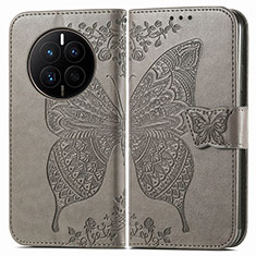 Funda de Cuero Cartera con Soporte Mariposa Carcasa para Huawei Mate 50E Gris