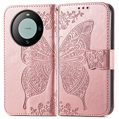 Funda de Cuero Cartera con Soporte Mariposa Carcasa para Huawei Mate 60 Oro Rosa