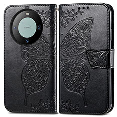 Funda de Cuero Cartera con Soporte Mariposa Carcasa para Huawei Mate 60 Pro+ Plus Negro