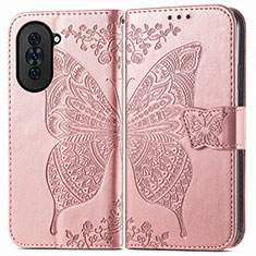 Funda de Cuero Cartera con Soporte Mariposa Carcasa para Huawei Nova 10 Oro Rosa