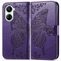 Funda de Cuero Cartera con Soporte Mariposa Carcasa para Huawei Nova 10 SE Morado