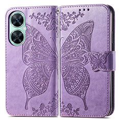 Funda de Cuero Cartera con Soporte Mariposa Carcasa para Huawei Nova 11i Purpura Claro