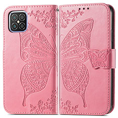 Funda de Cuero Cartera con Soporte Mariposa Carcasa para Huawei Nova 8 SE 4G Rosa Roja