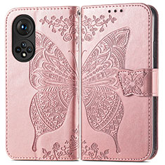 Funda de Cuero Cartera con Soporte Mariposa Carcasa para Huawei Nova 9 Oro Rosa