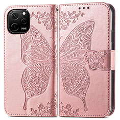 Funda de Cuero Cartera con Soporte Mariposa Carcasa para Huawei Nova Y61 Oro Rosa