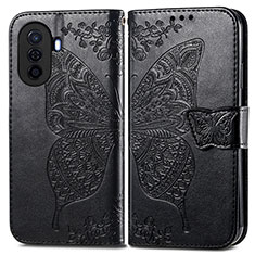 Funda de Cuero Cartera con Soporte Mariposa Carcasa para Huawei Nova Y70 Negro