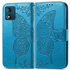 Funda de Cuero Cartera con Soporte Mariposa Carcasa para Motorola Moto E13 Azul