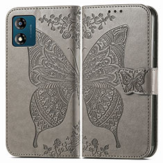 Funda de Cuero Cartera con Soporte Mariposa Carcasa para Motorola Moto E13 Gris