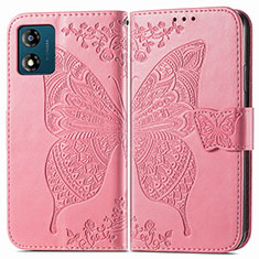 Funda de Cuero Cartera con Soporte Mariposa Carcasa para Motorola Moto E13 Rosa Roja