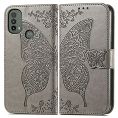 Funda de Cuero Cartera con Soporte Mariposa Carcasa para Motorola Moto E20 Gris