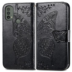 Funda de Cuero Cartera con Soporte Mariposa Carcasa para Motorola Moto E20 Negro