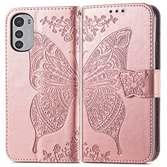 Funda de Cuero Cartera con Soporte Mariposa Carcasa para Motorola Moto E32s Rosa